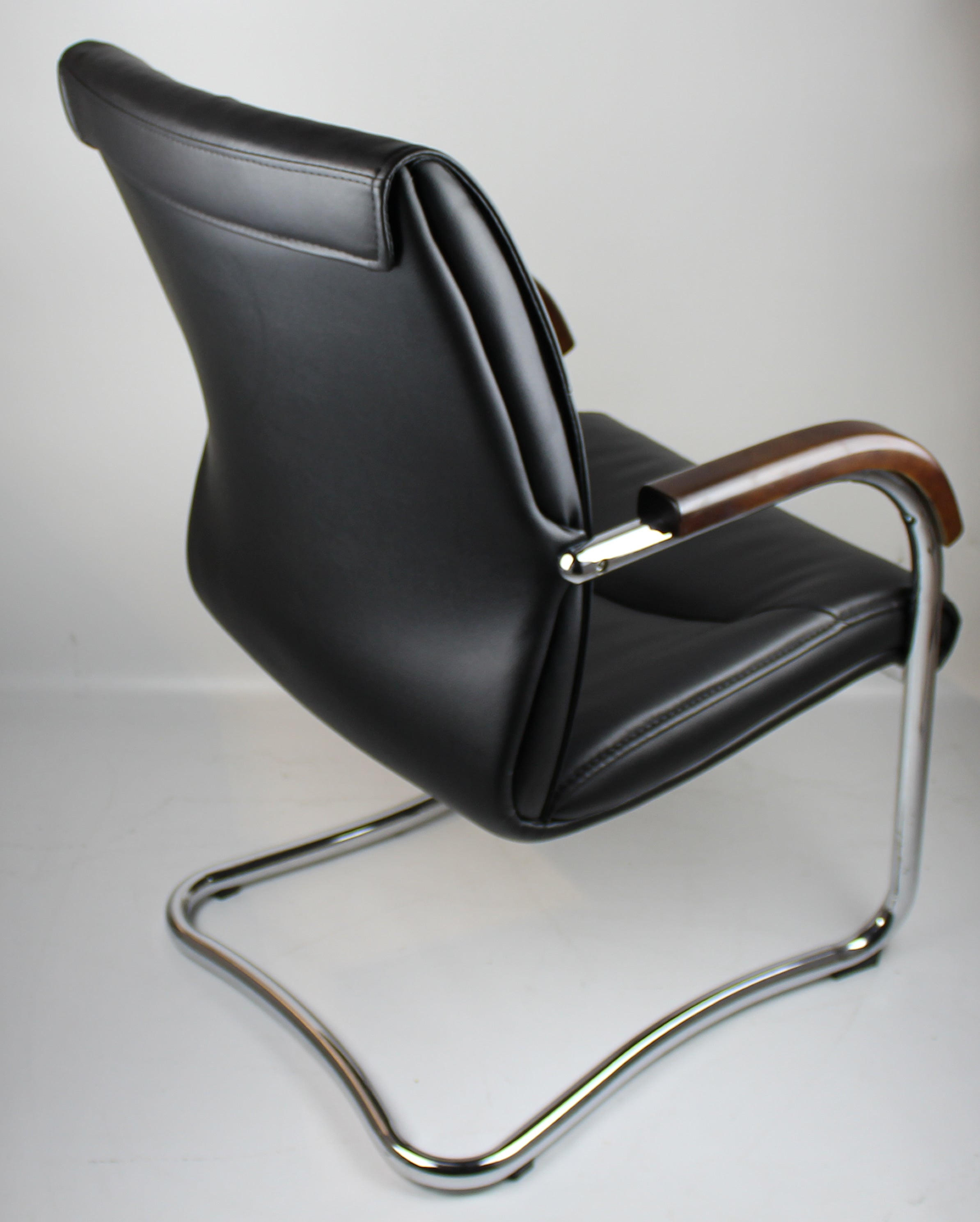 Stylish Black Leather Office Visitor Chair - 6161-BLACK